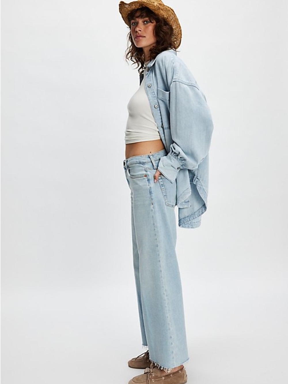 RE/DONE Mid Rise wide Leg Crop 28 29 - Picture 3 of 10